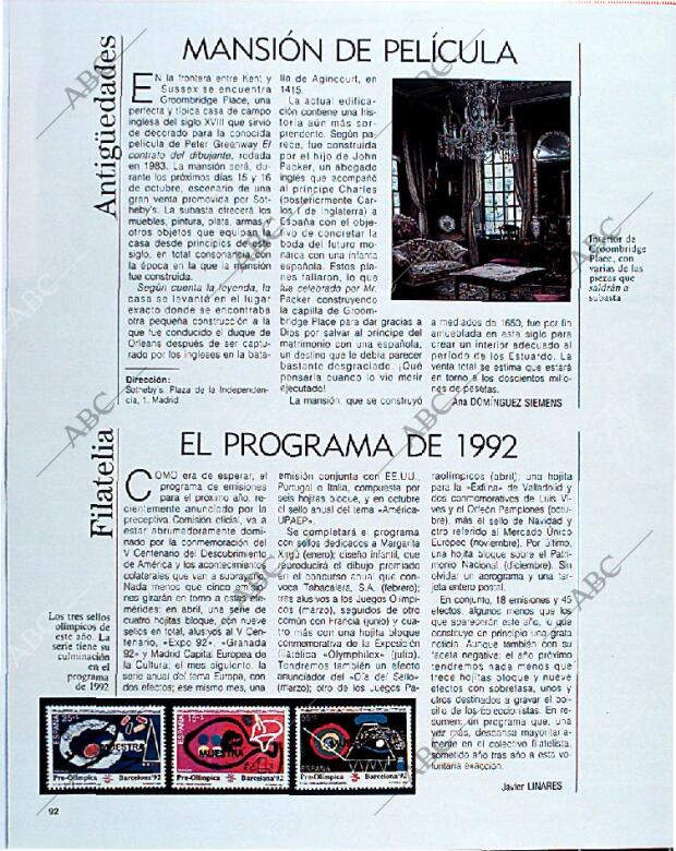 BLANCO Y NEGRO MADRID 22-09-1991 página 92