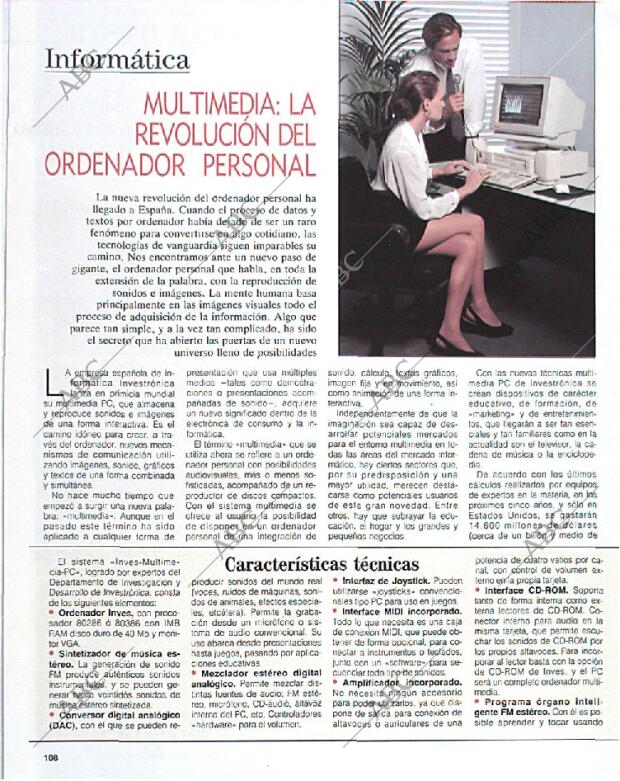 BLANCO Y NEGRO MADRID 13-10-1991 página 108