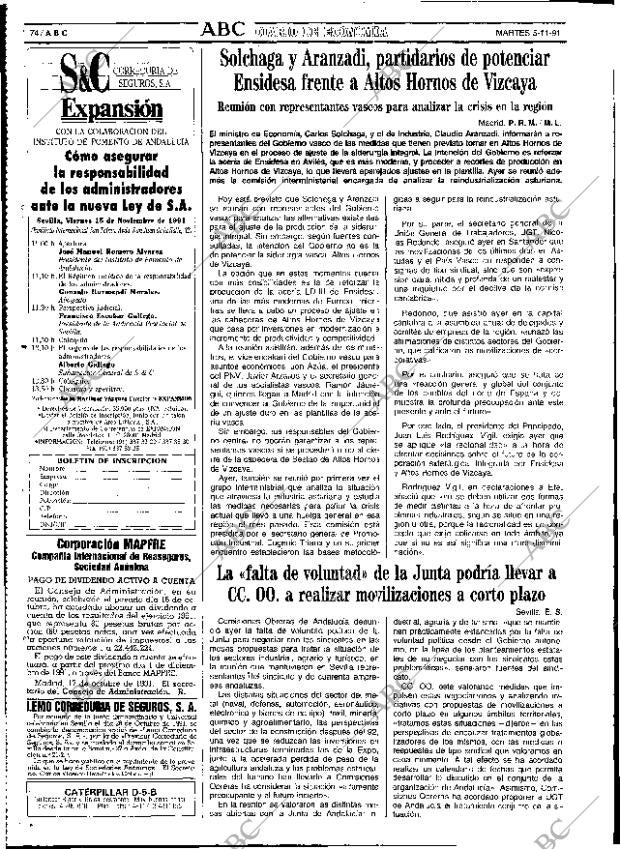 ABC SEVILLA 05-11-1991 página 74