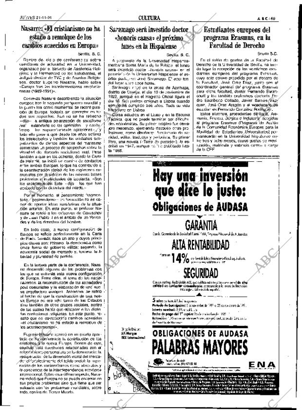ABC SEVILLA 21-11-1991 página 69