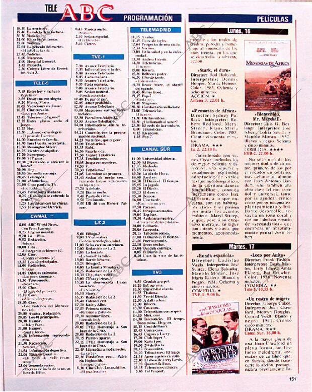 BLANCO Y NEGRO MADRID 15-12-1991 página 151