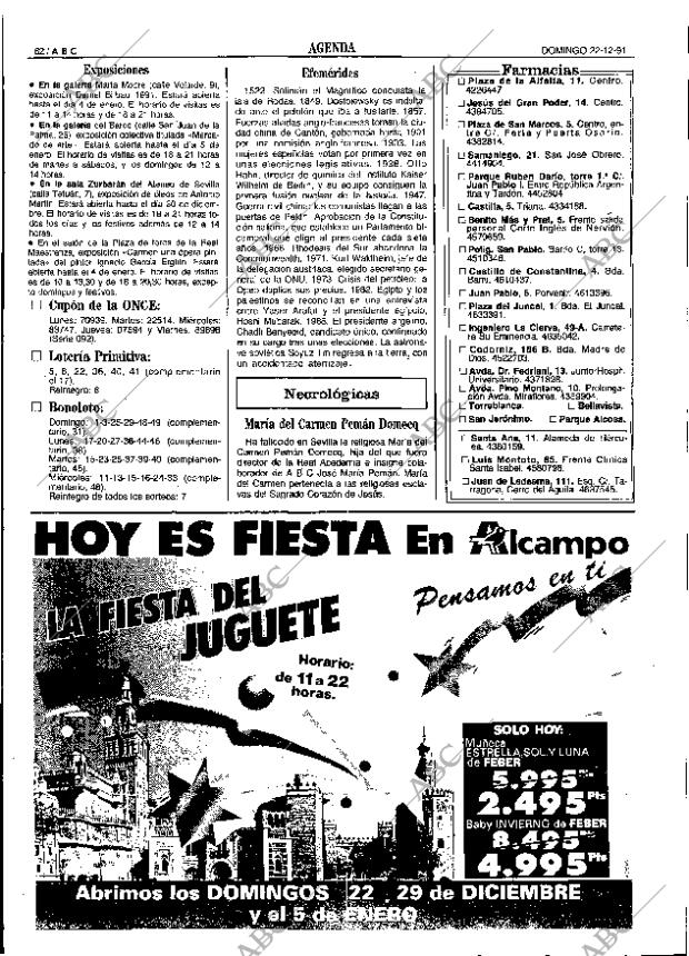 ABC SEVILLA 22-12-1991 página 62