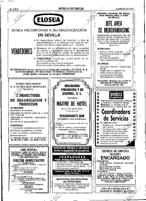 ABC SEVILLA 22-12-1991 página 92