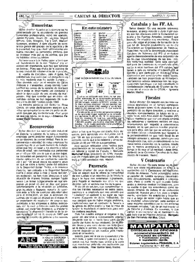 ABC MADRID 31-12-1991 página 12