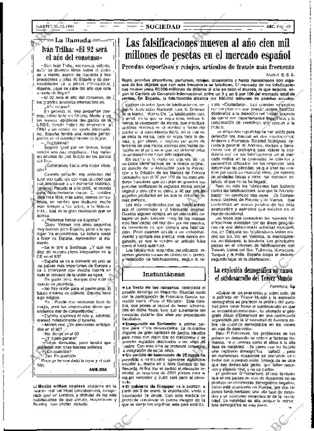 ABC MADRID 31-12-1991 página 49