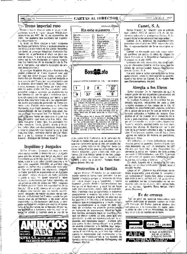 ABC MADRID 02-01-1992 página 16