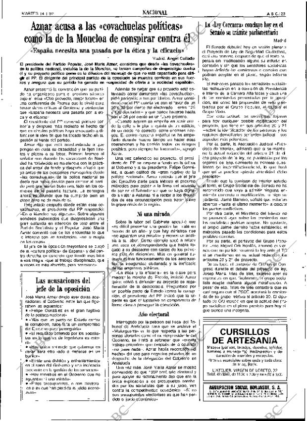 ABC SEVILLA 14-01-1992 página 23