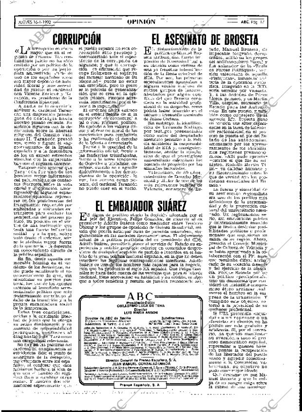 ABC MADRID 16-01-1992 página 17