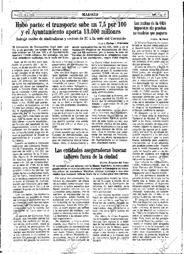 ABC MADRID 16-01-1992 página 41