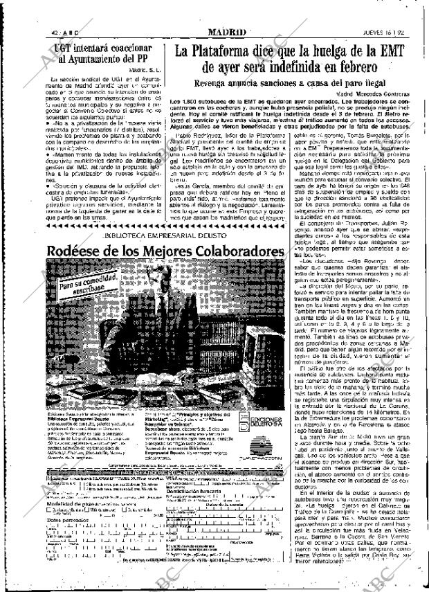 ABC MADRID 16-01-1992 página 42