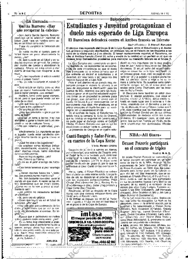 ABC MADRID 16-01-1992 página 78