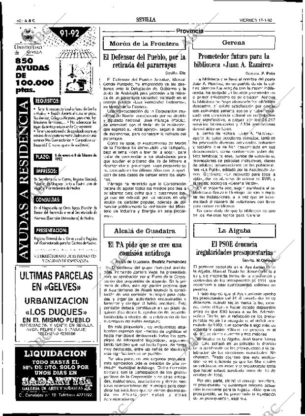 ABC SEVILLA 17-01-1992 página 52