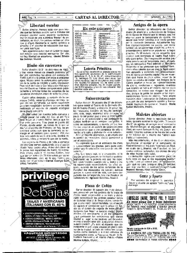 ABC MADRID 18-01-1992 página 14