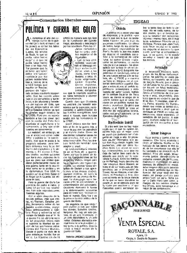 ABC MADRID 18-01-1992 página 16