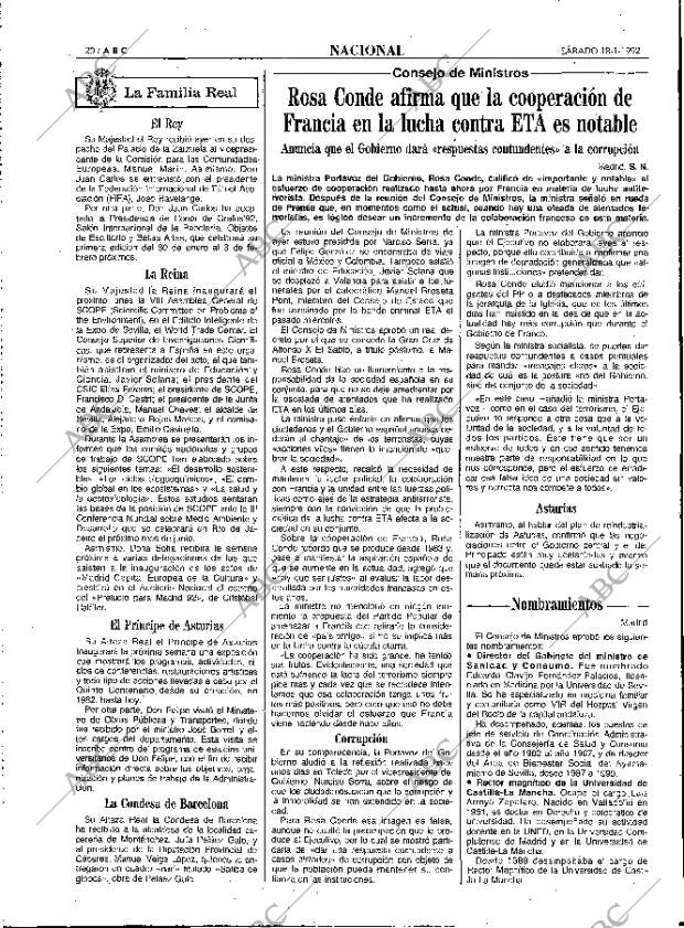 ABC MADRID 18-01-1992 página 20
