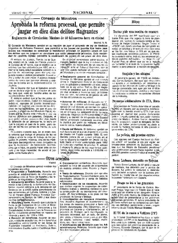ABC MADRID 18-01-1992 página 21