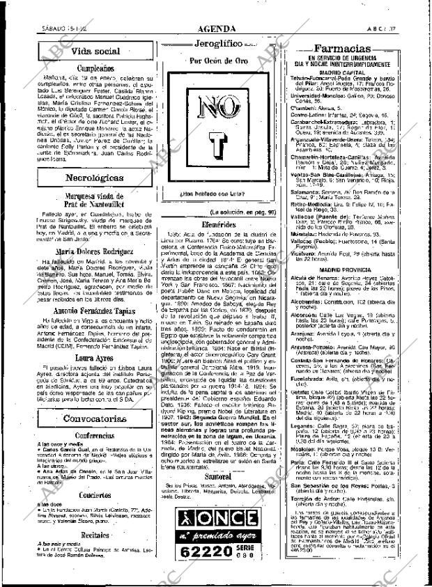 ABC MADRID 18-01-1992 página 37