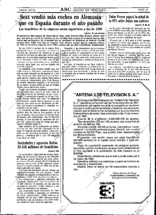 ABC MADRID 18-01-1992 página 69