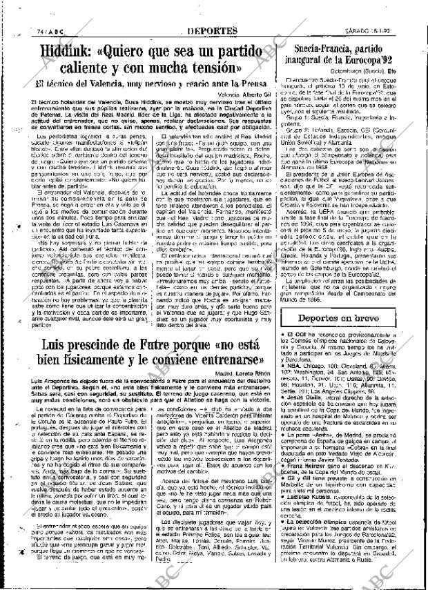 ABC MADRID 18-01-1992 página 74