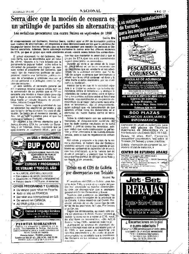 ABC MADRID 19-01-1992 página 27