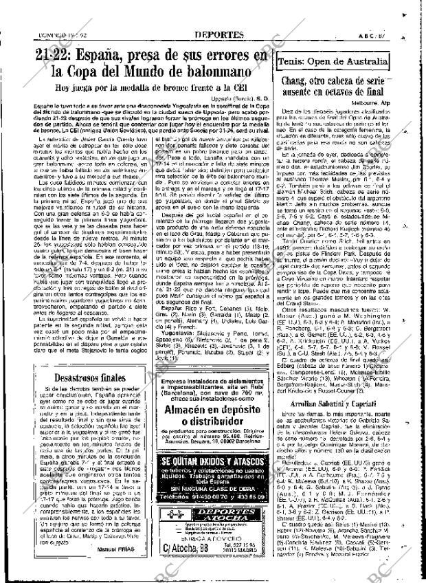ABC MADRID 19-01-1992 página 87