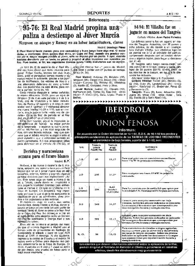 ABC MADRID 19-01-1992 página 89