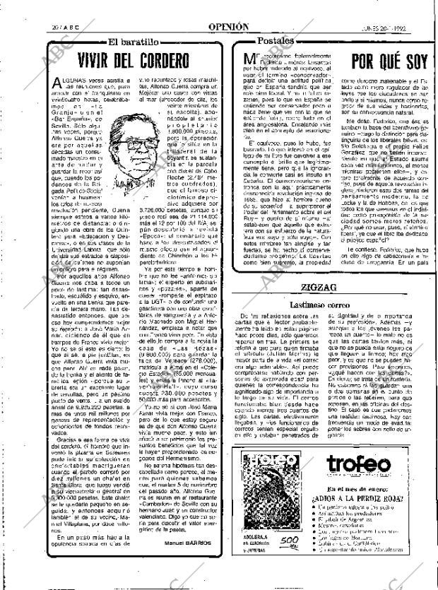ABC MADRID 20-01-1992 página 20