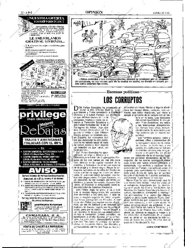 ABC MADRID 20-01-1992 página 22