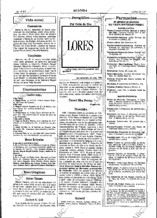 ABC MADRID 20-01-1992 página 40