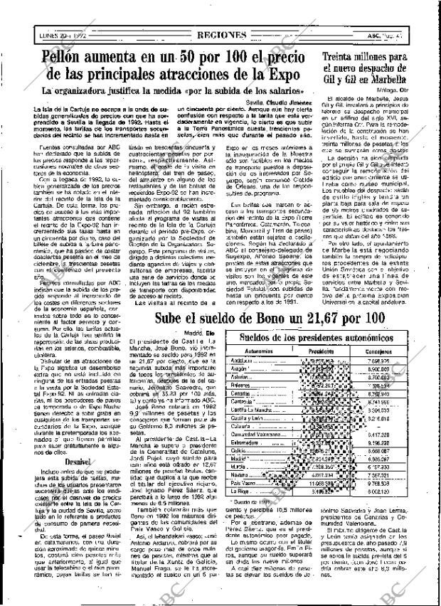 ABC MADRID 20-01-1992 página 41