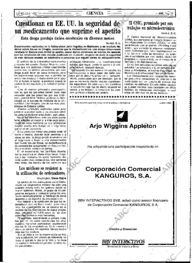 ABC MADRID 20-01-1992 página 51
