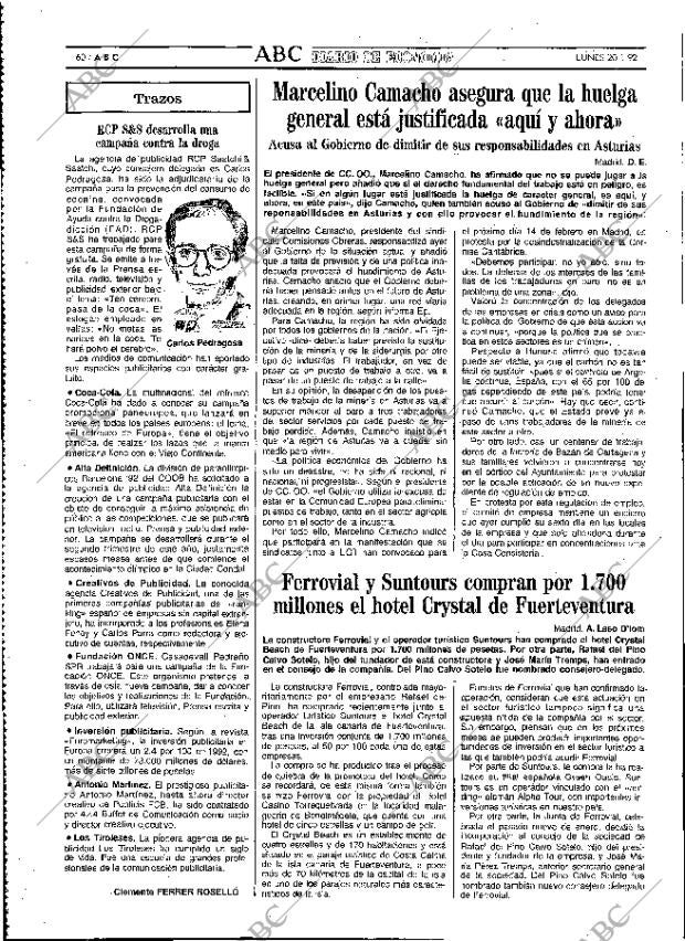 ABC MADRID 20-01-1992 página 60
