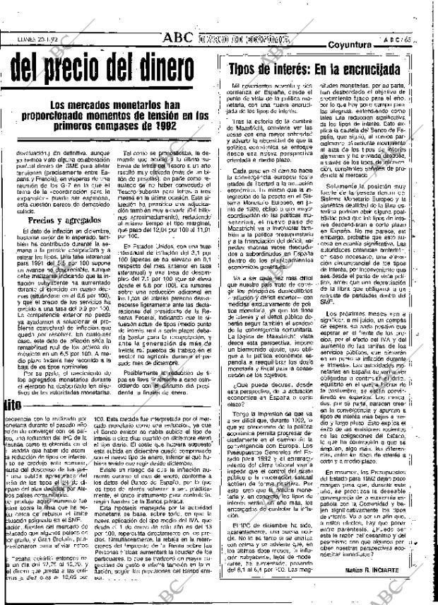 ABC MADRID 20-01-1992 página 65