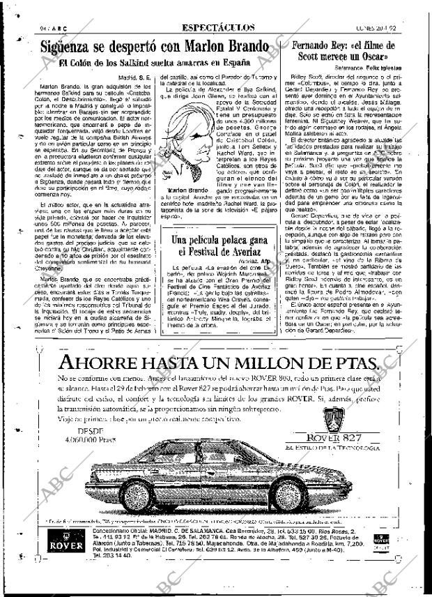 ABC MADRID 20-01-1992 página 94