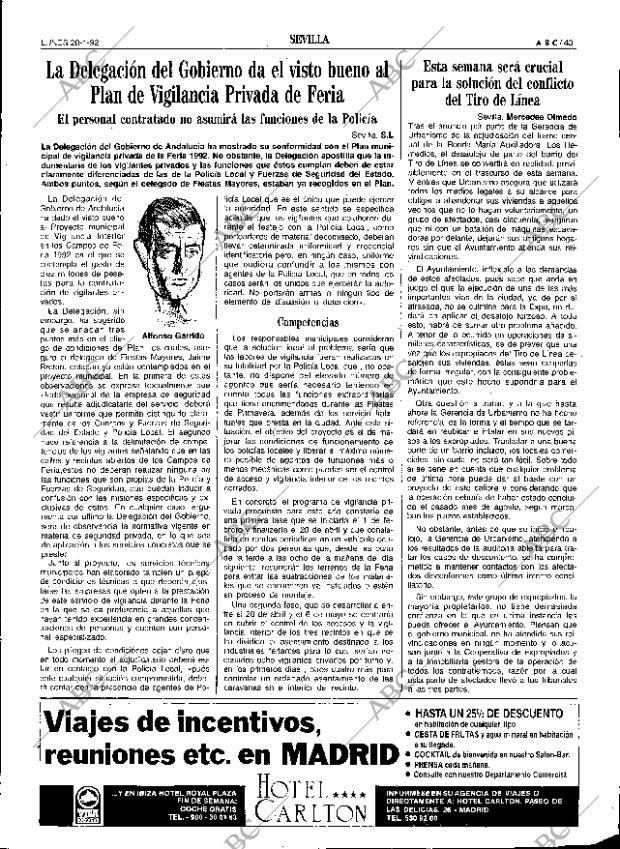 ABC SEVILLA 20-01-1992 página 43