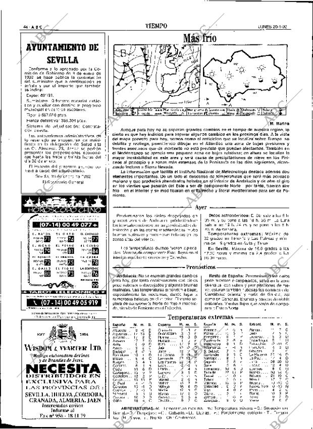 ABC SEVILLA 20-01-1992 página 44