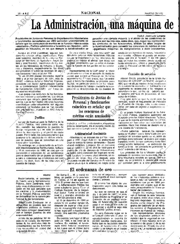 ABC MADRID 28-01-1992 página 20