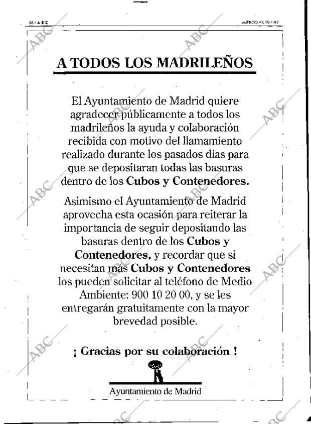 ABC MADRID 29-01-1992 página 36