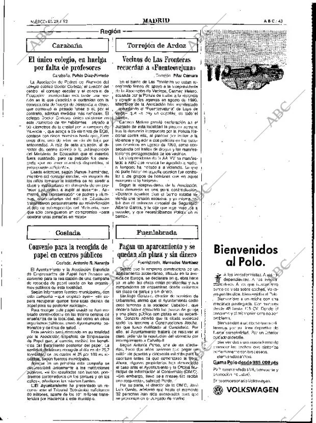 ABC MADRID 29-01-1992 página 43