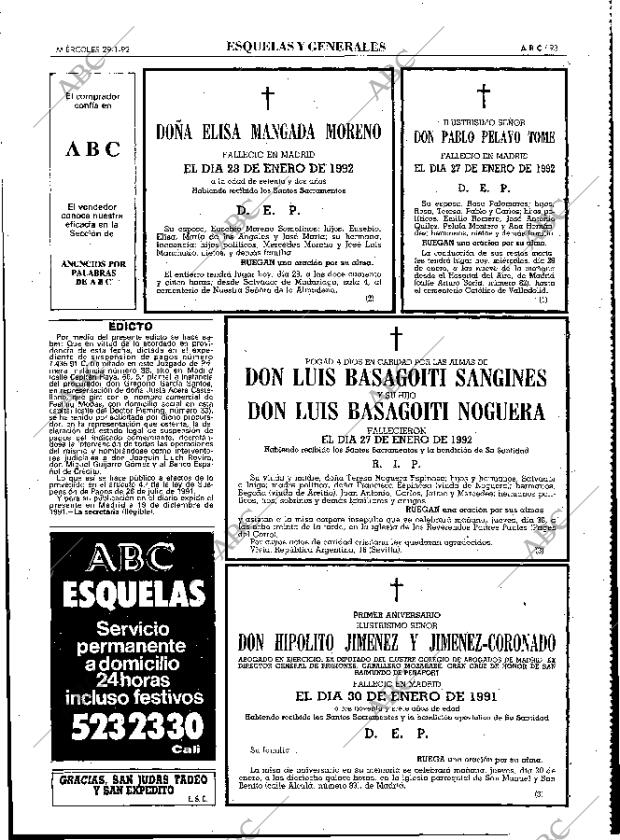 ABC MADRID 29-01-1992 página 93