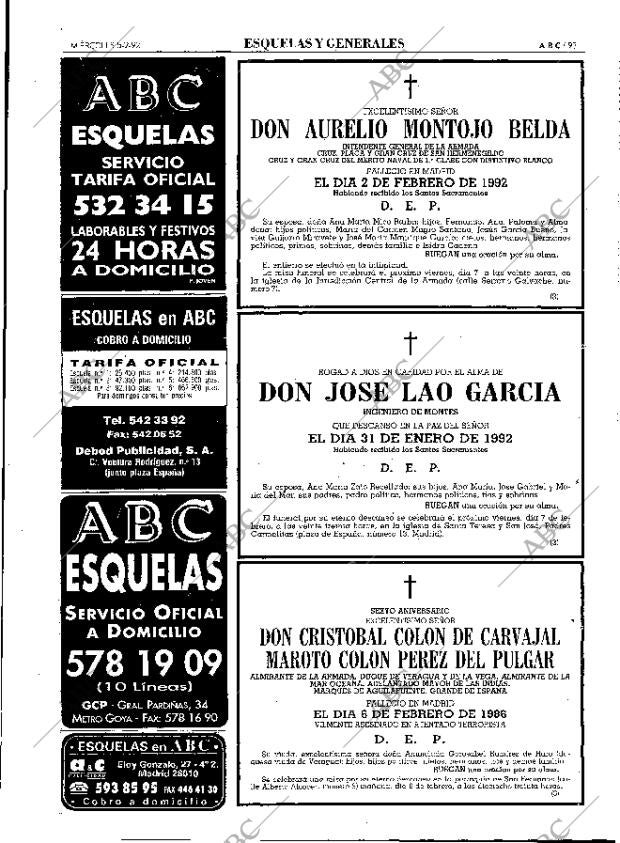 ABC MADRID 05-02-1992 página 93