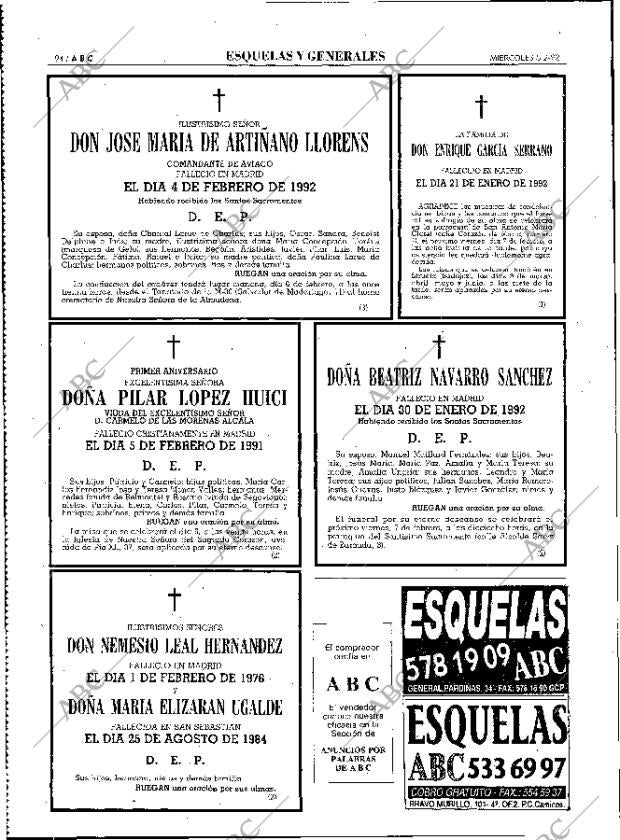 ABC MADRID 05-02-1992 página 94