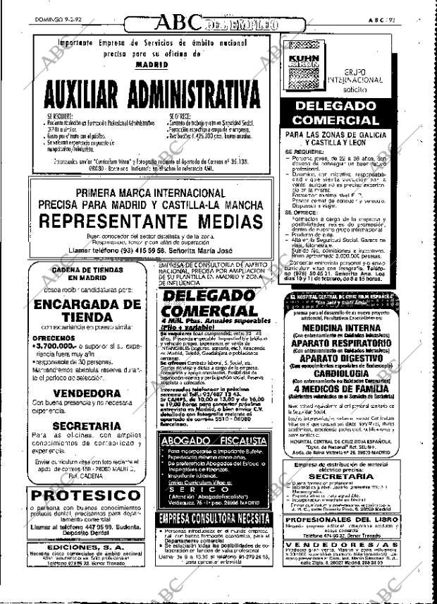 ABC MADRID 09-02-1992 página 93