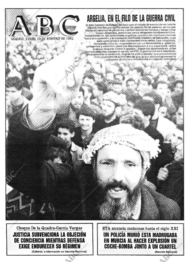 ABC MADRID 10-02-1992 página 1