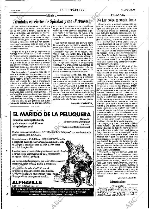 ABC MADRID 10-02-1992 página 92