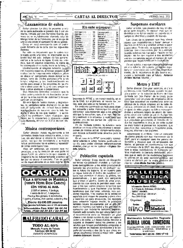 ABC MADRID 14-02-1992 página 18