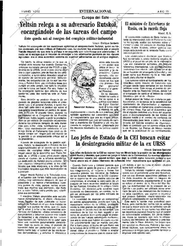 ABC MADRID 14-02-1992 página 33