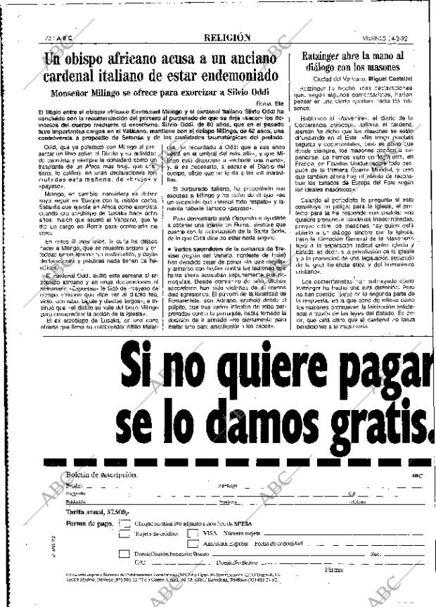 ABC MADRID 14-02-1992 página 72