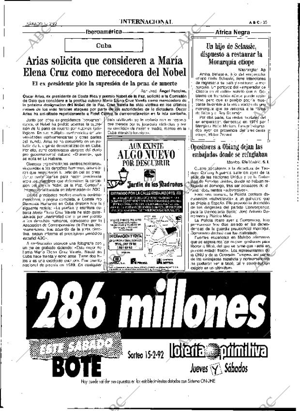 ABC MADRID 15-02-1992 página 35