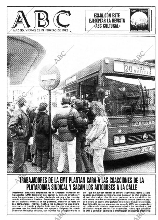 ABC MADRID 28-02-1992 página 1